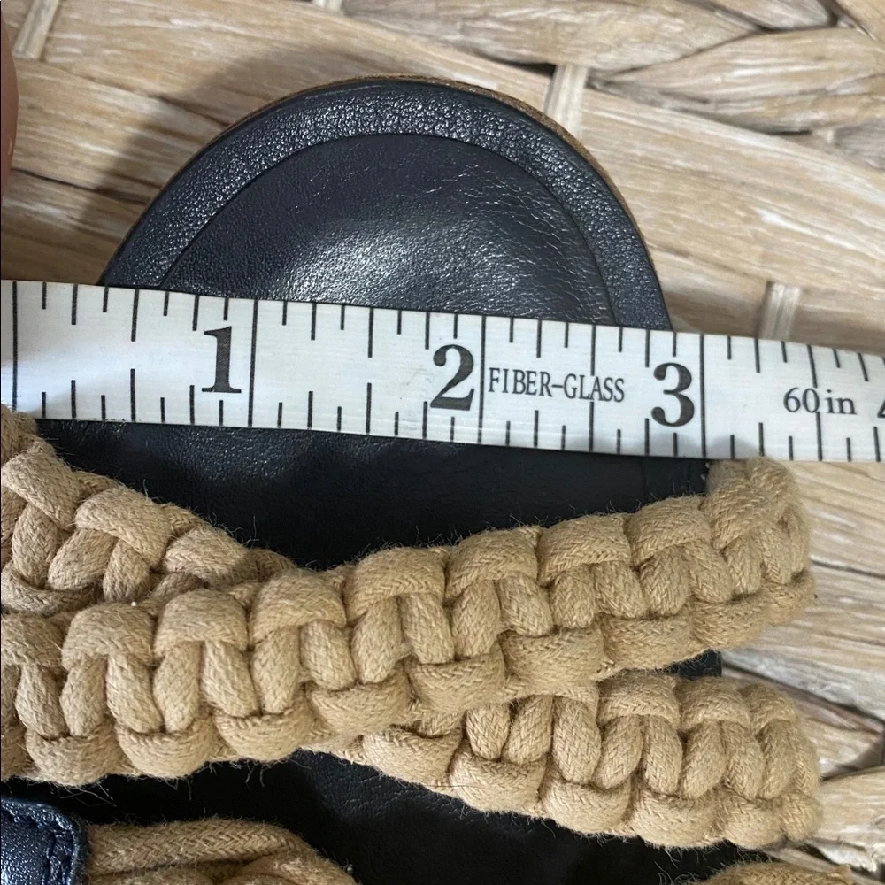 Tory Burch Black & Tan Macramé Rope Sandals